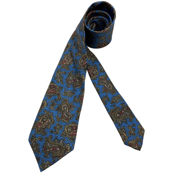 CHARVET XL Blue/Green Paisley Silk LUXURY Tie FRANCE - Picture 1 of 5